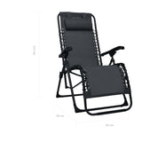 Folding Deck Chair Black Textilene - Low Angle