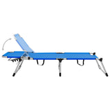 Extra High Folding Senior Sunbed Blue Aluminium - Top-Down View