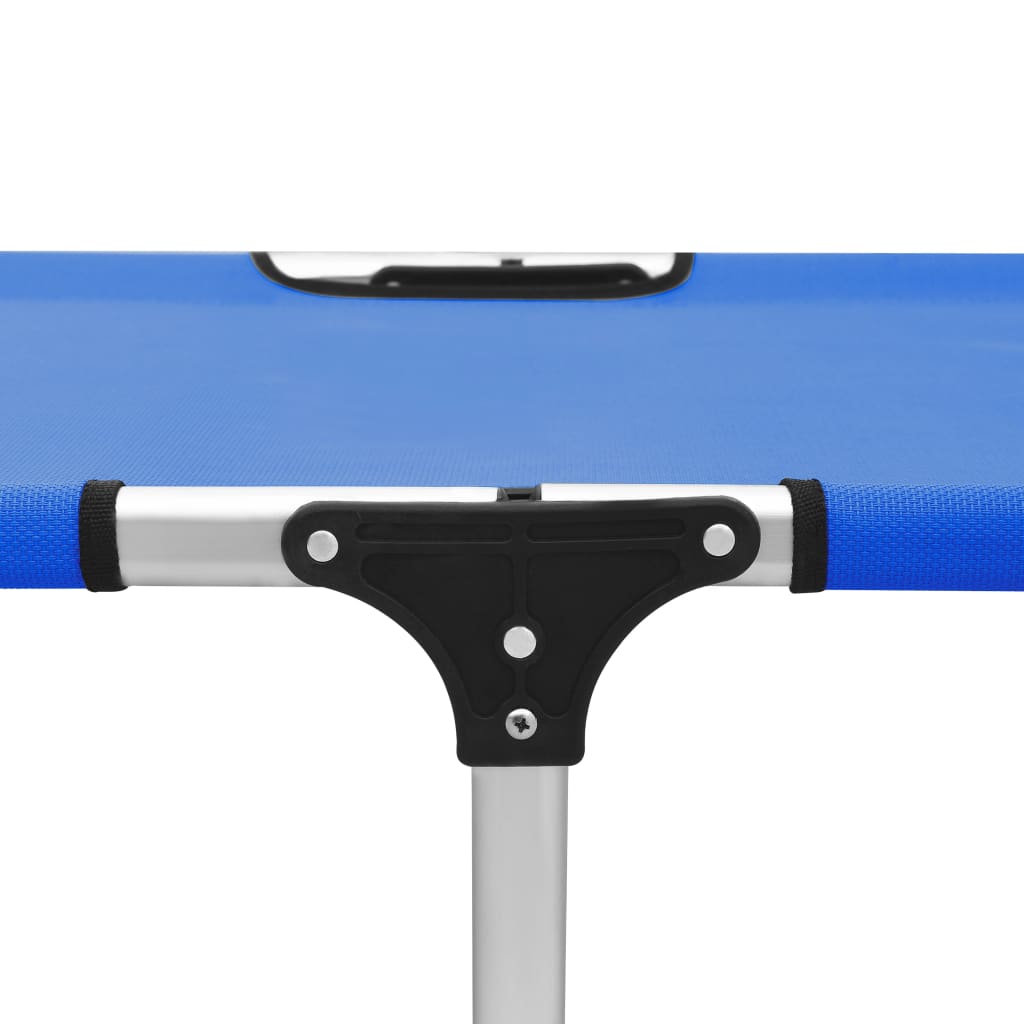 Extra High Folding Senior Sunbed Blue Aluminium