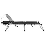 Extra High Folding Senior Sunbed Black Aluminium - Top-Down View
