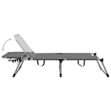 Extra High Folding Senior Sunbed Grey Aluminium - Side View