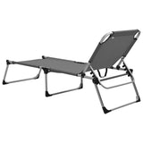 Extra High Folding Senior Sunbed Grey Aluminium - Top-Down View