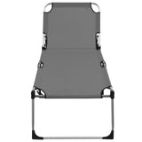 Extra High Folding Senior Sunbed Grey Aluminium - Low Angle