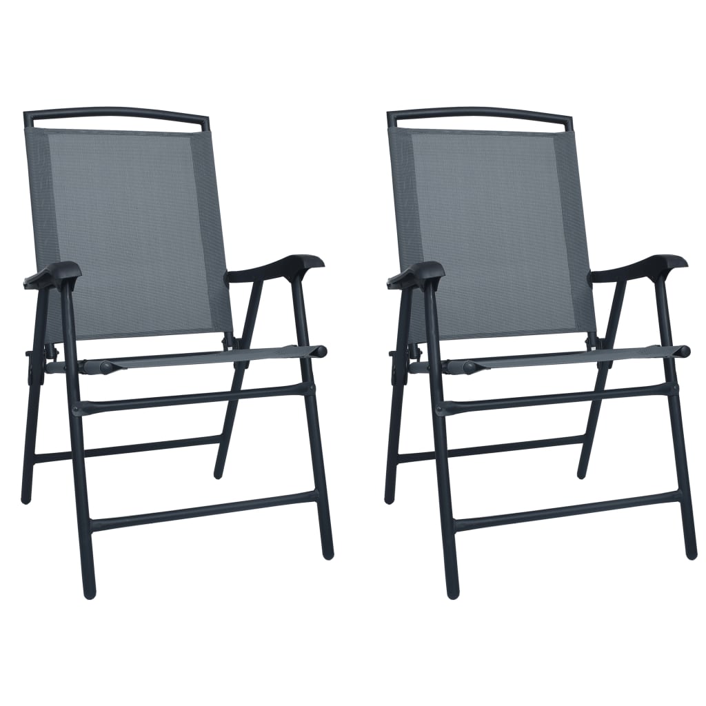 Folding Chairs 2 pcs Texilene Grey