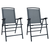 Folding Chairs 2 pcs Texilene Grey