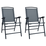Folding Chairs 2 pcs Texilene Grey