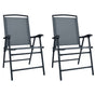 Folding Chairs 2 pcs Texilene Grey