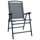Folding Chairs 2 pcs Texilene Grey - Front View