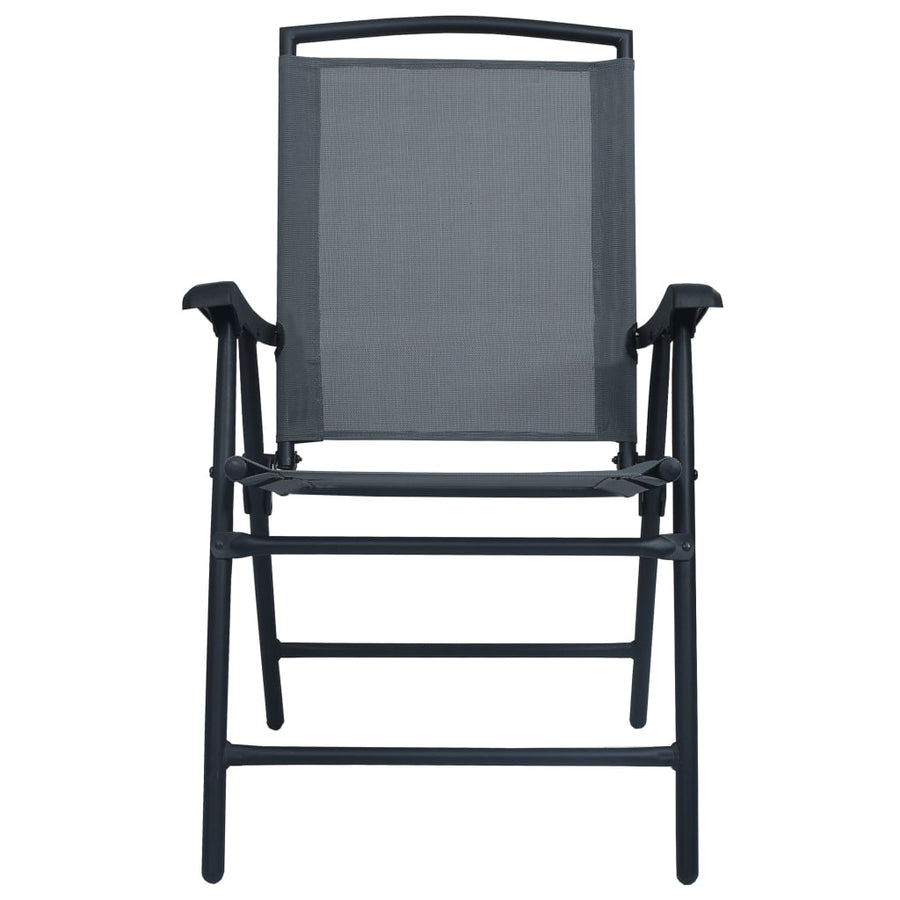 Folding Chairs 2 pcs Texilene Grey