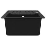Granite Kitchen Sink Single Basin with Drainer Reversible Black