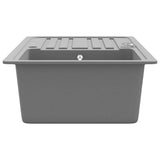 Granite Kitchen Sink Single Basin with Drainer Reversible Grey