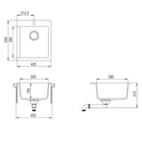 Overmount Kitchen Sink Single Basin Granite Grey
