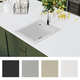 Overmount Kitchen Sink Single Basin Granite Cream White - Rear View