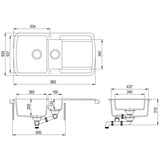 Granite Kitchen Sink Double Basin Black - Low Angle