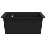 Granite Kitchen Sink Single Basin Black - 45-Degree Angle