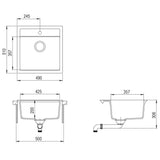 Granite Kitchen Sink Single Basin Grey - Low Angle