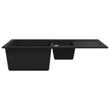 Granite Kitchen Sink Double Basin Black - Top-Down View
