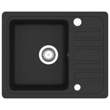 Granite Kitchen Sink Single Basin Black - Front View