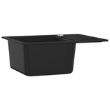 Granite Kitchen Sink Single Basin Black - Side View