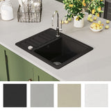 Granite Kitchen Sink Single Basin Black - Close-Up Angle