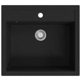 Granite Kitchen Sink Single Basin Black - Front View