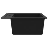 Granite Kitchen Sink Single Basin Black - 45-Degree Angle