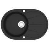 Granite Kitchen Sink Single Basin Oval Black - Front View