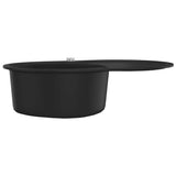 Granite Kitchen Sink Single Basin Oval Black - Side View