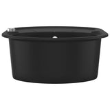 Granite Kitchen Sink Single Basin Oval Black - 45-Degree Angle