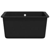 Granite Kitchen Sink Single Basin Black - Top-Down View