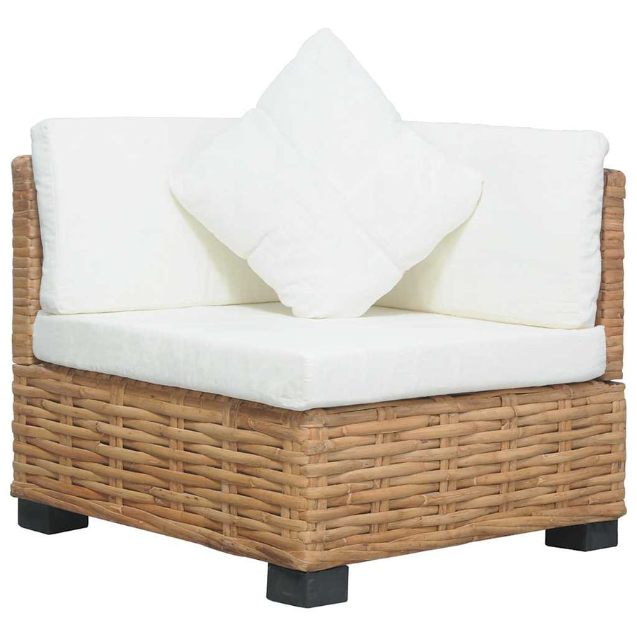 Corner Sofa with Cushions Natural Rattan