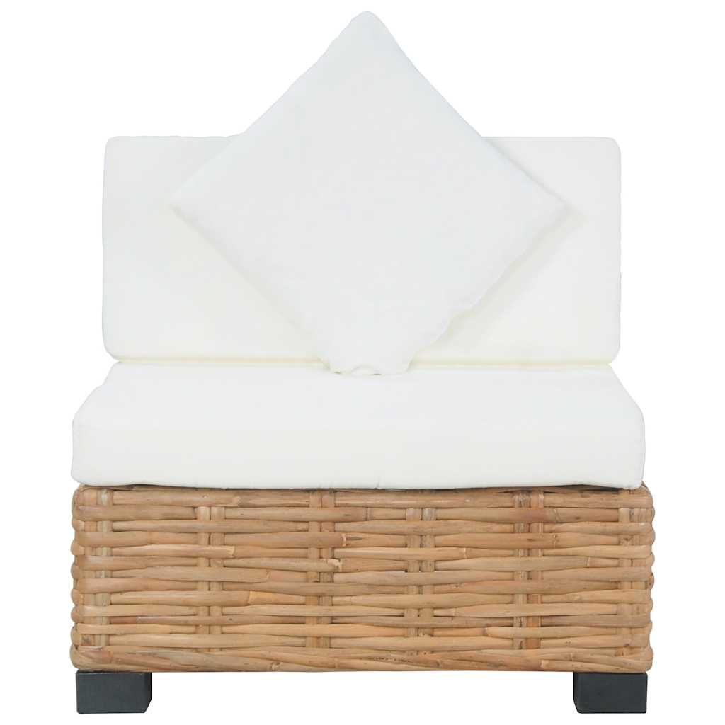 Armless Sofa with Cushions Natural Rattan
