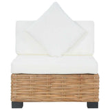 Armless Sofa with Cushions Natural Rattan