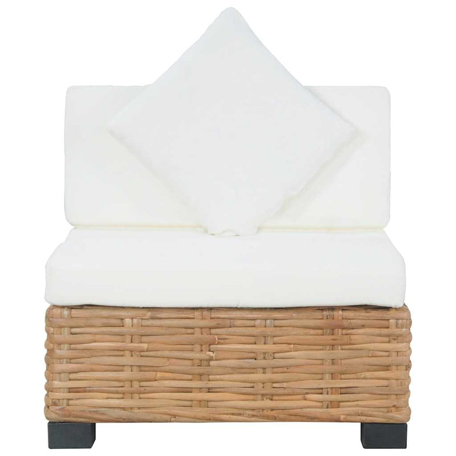 Armless Sofa with Cushions Natural Rattan