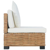 Armless Sofa with Cushions Natural Rattan - Side View