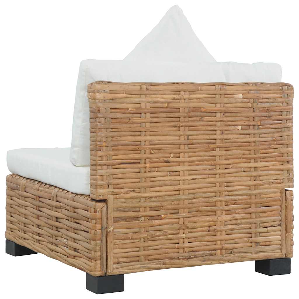 Armless Sofa with Cushions Natural Rattan