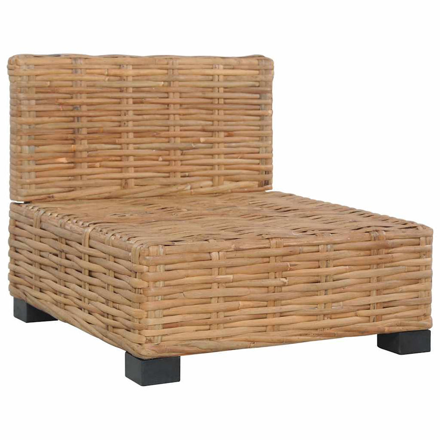 Armless Sofa with Cushions Natural Rattan