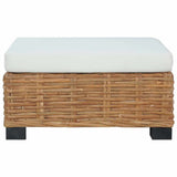 Footrest with Cushion Natural Rattan - Front View