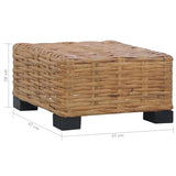 Coffee Table 47x47x28 cm Natural Rattan - Rear View