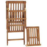 Deck Chair with Cushion Cream White Solid Teak Wood - Rear View