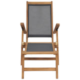 Deck Chair with Footrest Solid Teak Wood Black - Top-Down View