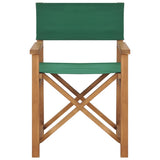 Director's Chair Solid Teak Wood Green - Front View