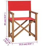 Director's Chair Solid Teak Wood Red - Low Angle