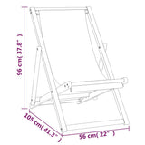 Folding Beach Chair Solid Teak Wood Grey