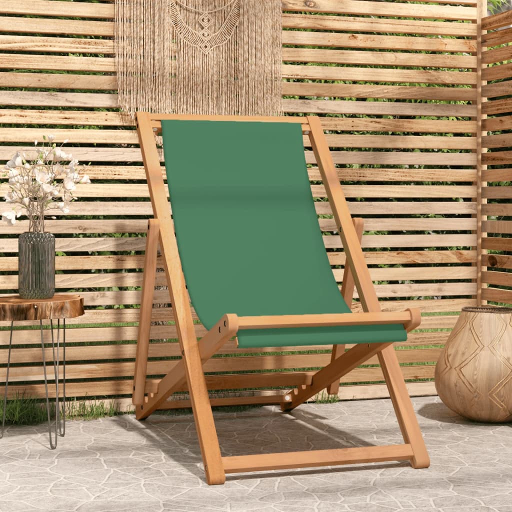 Folding Chair Solid Teak Wood Green