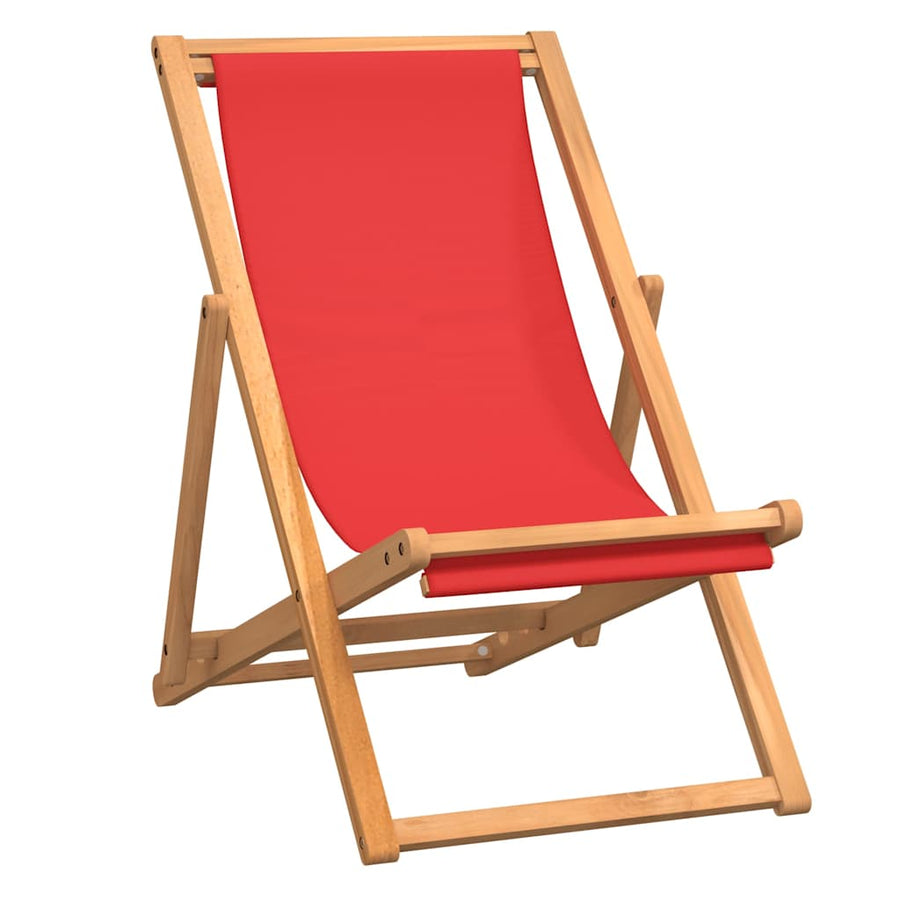 Folding Chair Solid Teak Wood Red