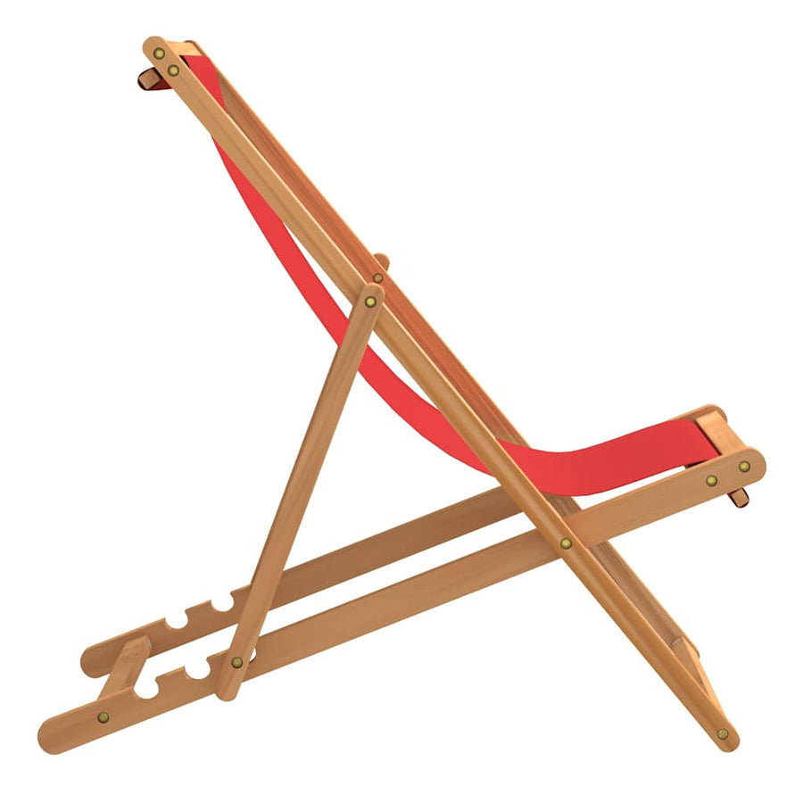 Folding Chair Solid Teak Wood Red