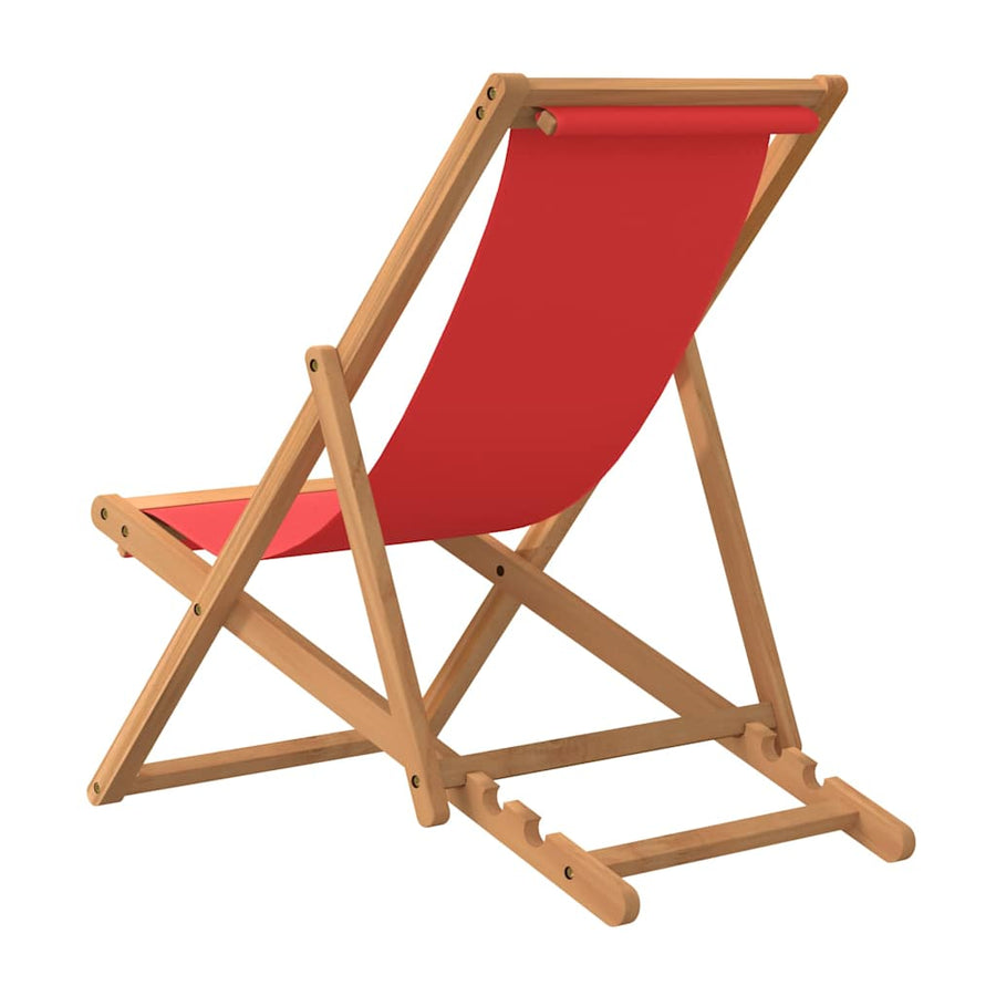 Folding Chair Solid Teak Wood Red