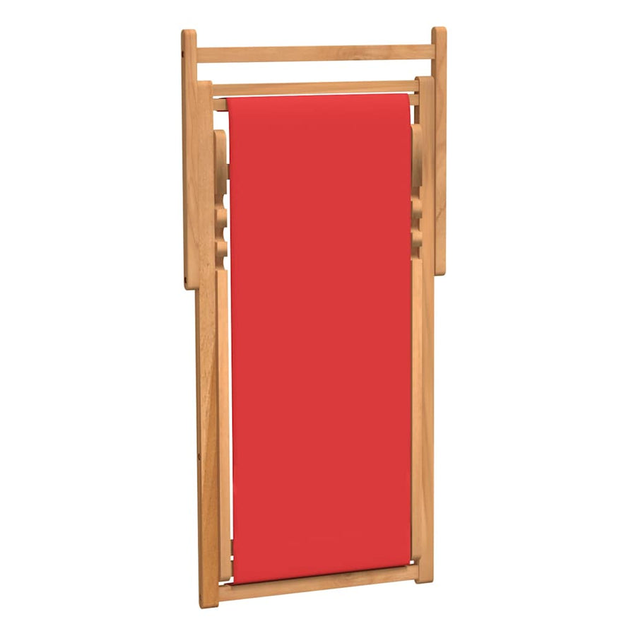 Folding Chair Solid Teak Wood Red