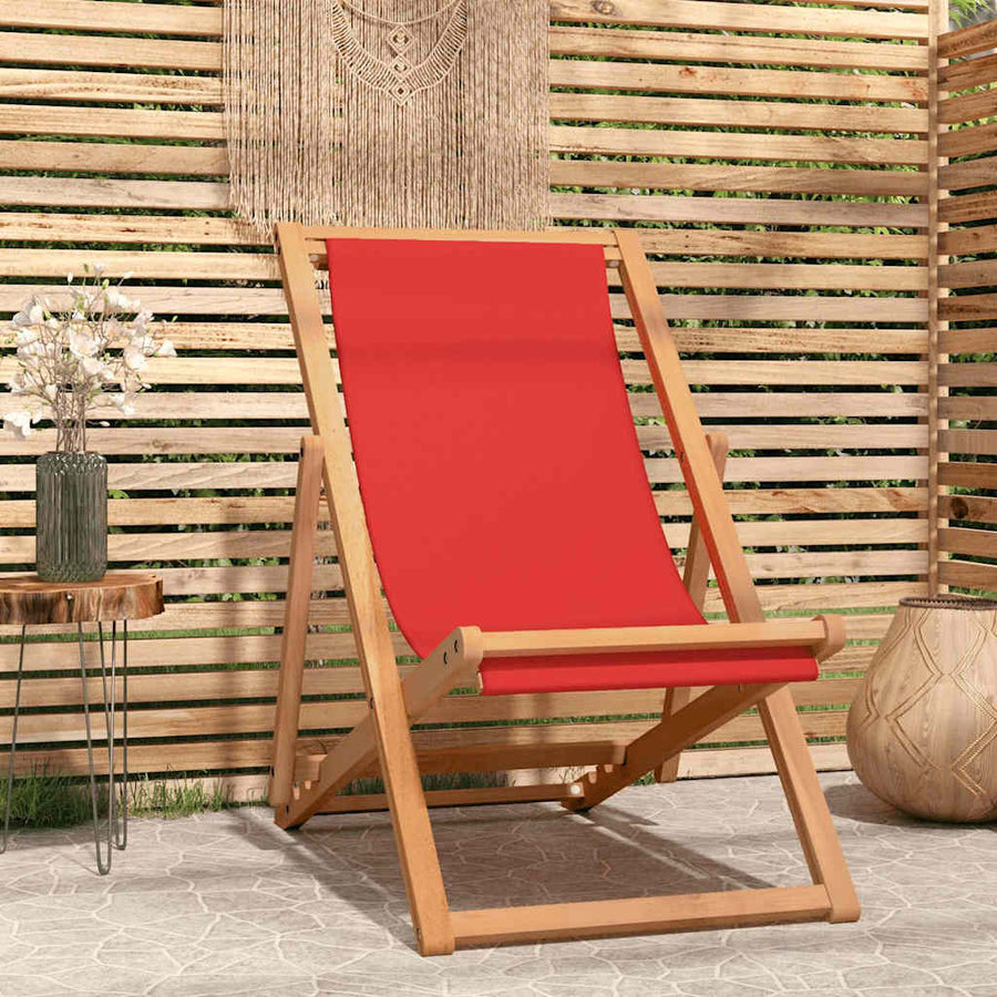 Folding Chair Solid Teak Wood Red